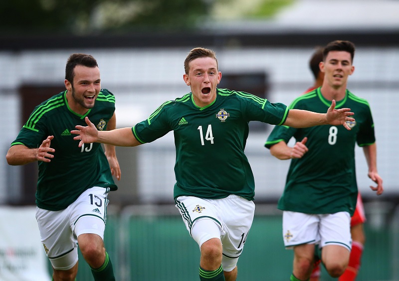 28th July 2014 ©William Cherry / Presseye
The 2014 Dale Farm Milk Cup International Youth Football Tournament, ELITE SECTION :
N.Ireland v China.
N.Ireland's Sean Mullan celebrates scoring against China during Mondays Game.
©William Cherry / Presseye