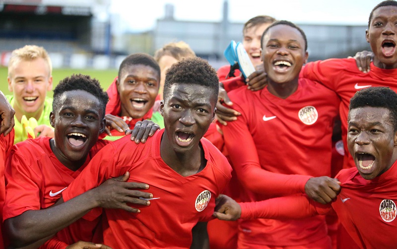 PressEye-Northern Ireland- 27th  July  2017-Picture by Brian Little/ PressEye

SuperCupNI Premier   Section 

Right to Dream celebrate a 2-1 victory against Newcastle United      during Thursday's   SuperCup NI   Semi Final  (Premier Section) at Coleraine Showgrounds.
Picture by Brian Little/PressEye