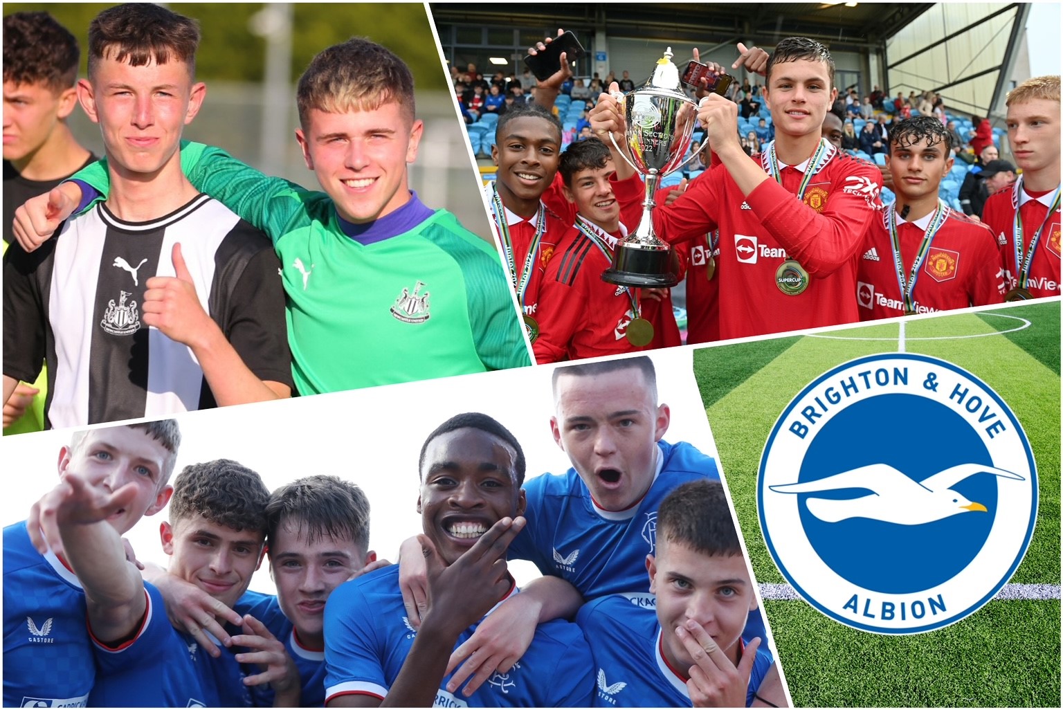 Tournament newcomers Brighton join Manchester United, Newcastle United and Rangers in the Premier Section...