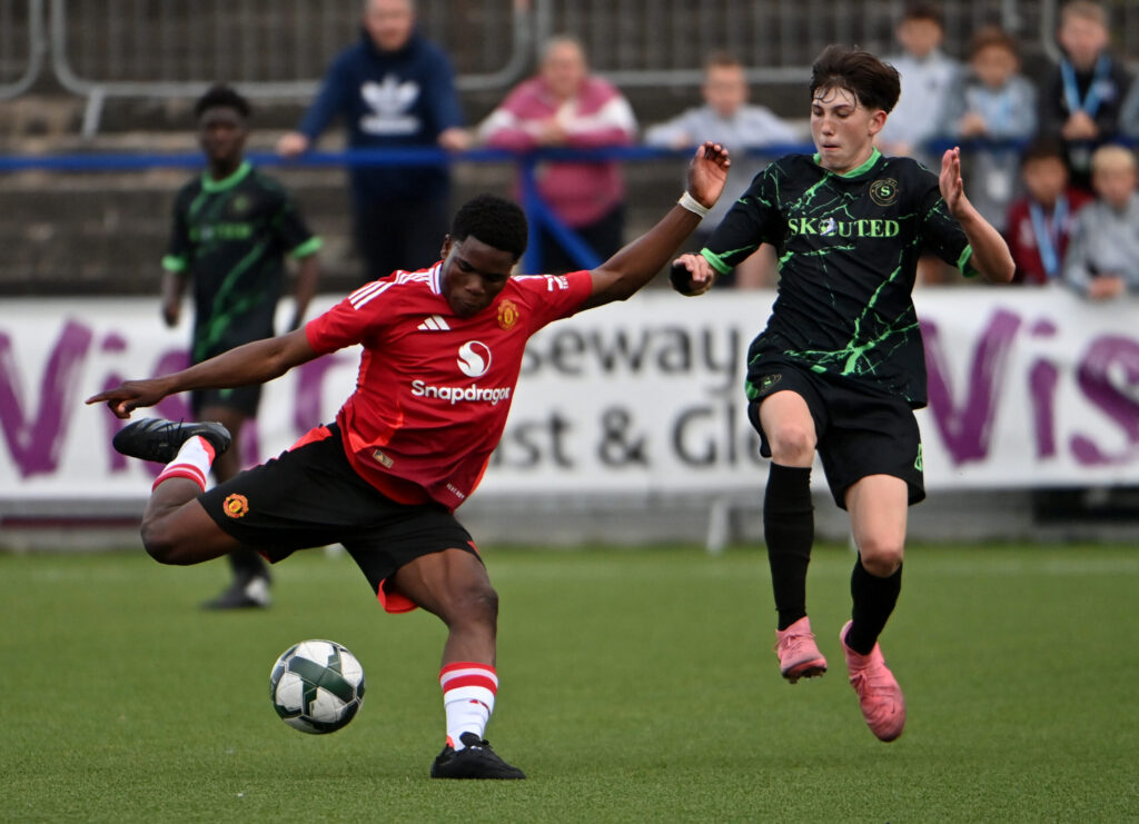 23rd July 2024
Press Eye - Belfast - Northern Ireland -
2024 SuperCupNI Premier section match between Manchester United and Skouted FC at Coleraine Showgrounds.
Picture by - Stephen Hamilton -Presseye