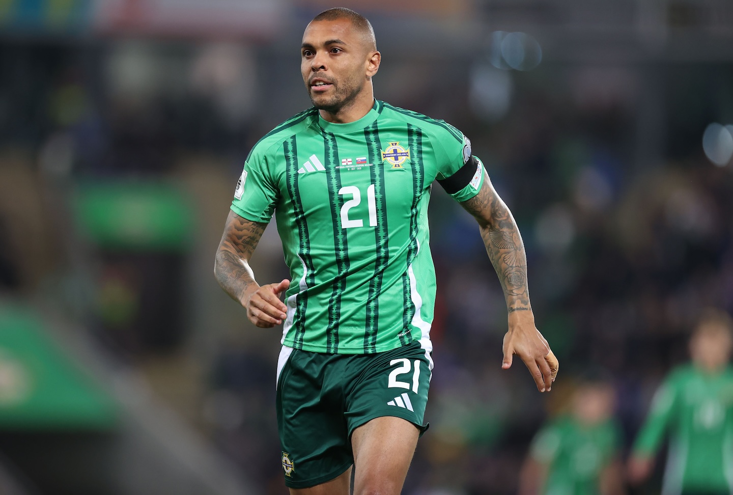 2026 FIFA World Cup Qualifier,  Group A, Windsor Park, Belfast 10/6/2025
Northern Ireland vs Slovakia
Northern Ireland  Josh Magennis against Slovakia  during Friday’s match  at the Clearer Twist National Stadium at Windsor Park, Belfast.
Mandatory Credit ©INPHO/Presseye/Brian Little